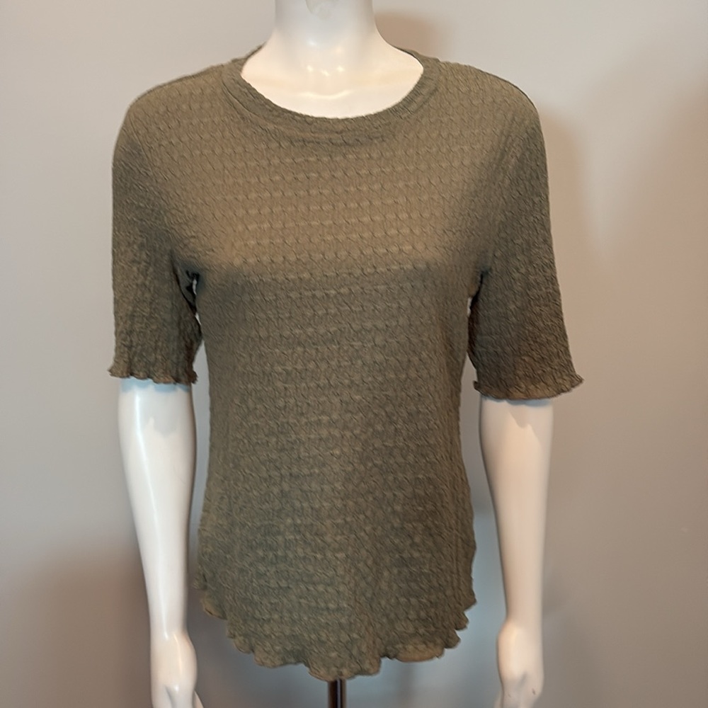 Sanctuary Olive Green Short Sleeve Top with Lovely Texture Size XL New with Tags